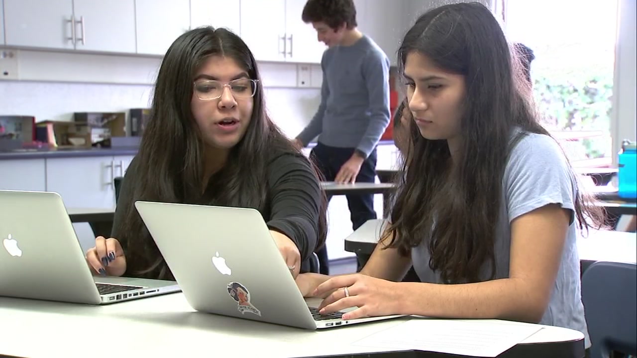 Students learning on laptops